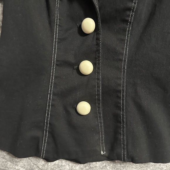 Betsey Johnson Jacket Top Peplum Black 2 Short Sleeves Buttons Retro Classic - Picture 9 of 12